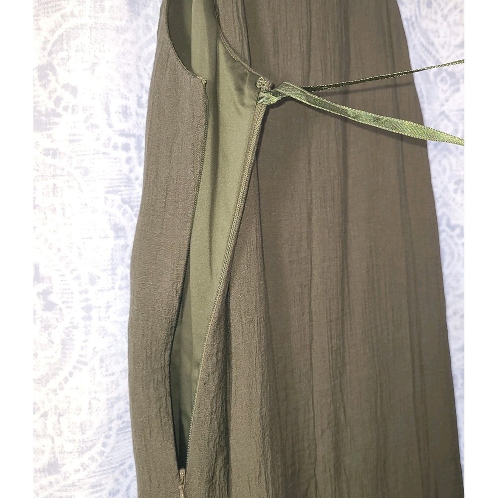 BCBG MaxAzria Wooden Beaded Sleeveless Dress Olive Green Boho Sz 4 - Picture 3 of 6